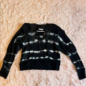 Ulla Johnson Black and White Tie-Dye Top